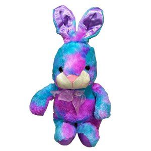 Kellytoy Purple Blue Easter Bunny Rabbit Plush 16 Inch Satin Feet Ears 2015